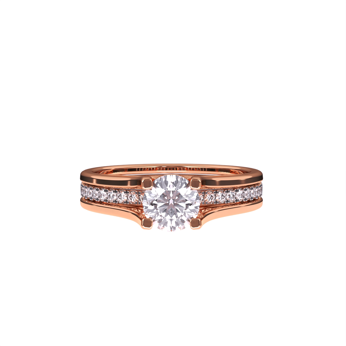 Designer Three Row Solitaire With Accent Ring